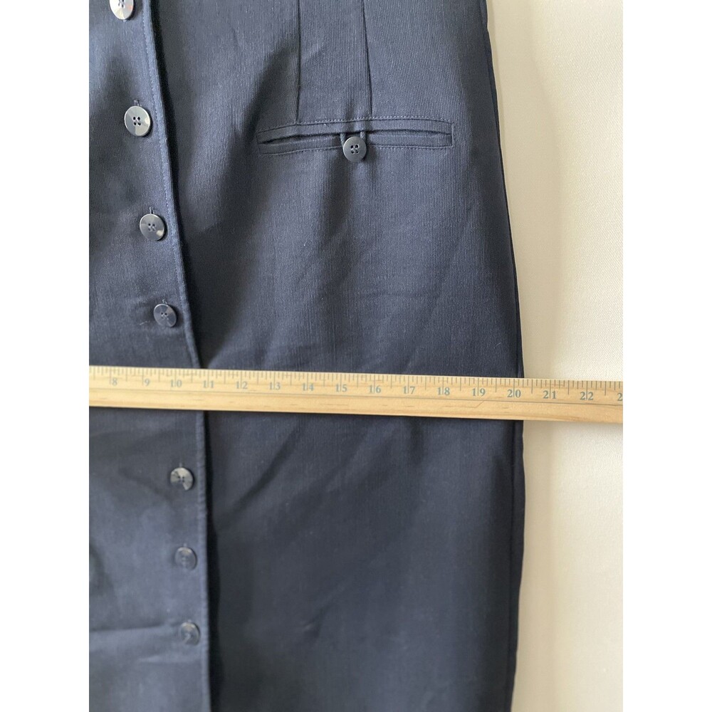 Vintage Y2K Amanda Smith Shirt Dress Collared Short Sleeve Button Front Navy 8 - Picture 10 of 12